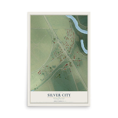 Map of Silver City, Mississippi, 12 x 18 inch unframed archival matte print