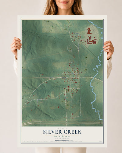 Map of Silver Creek, Mississippi, 24 x 36 inch unframed archival matte print