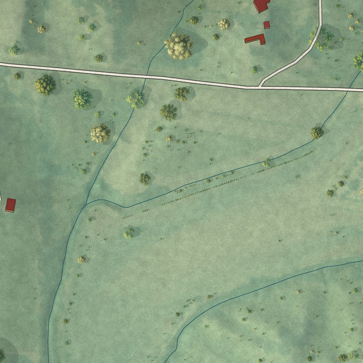 Second close-up of the map of Slate Springs, Mississippi print showing more streets and buildings