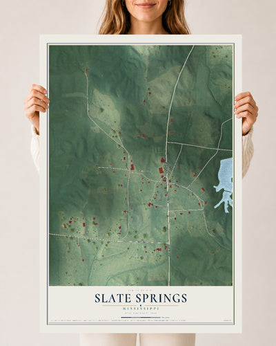 Map of Slate Springs, Mississippi, 24 x 36 inch unframed archival matte print