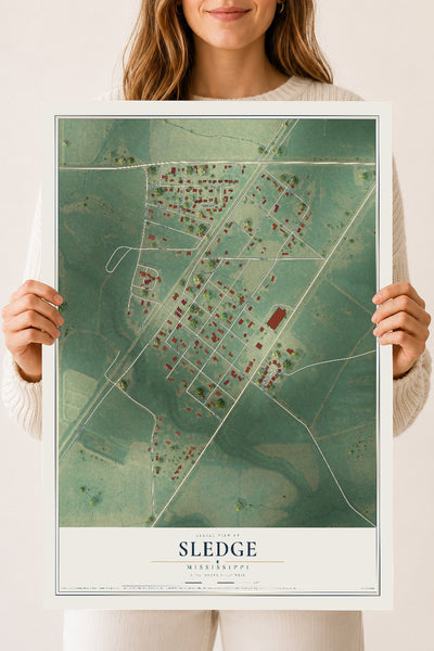 Map of Sledge, Mississippi, 18 x 24 inch unframed archival matte print