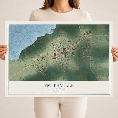 Map of Smithville, Mississippi, 18 x 24 inch unframed archival matte print