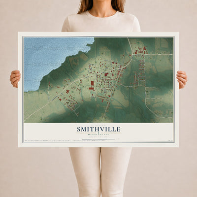 Map of Smithville, Mississippi, 24 x 36 inch unframed archival matte print