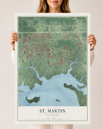 Map of St. Martin, Mississippi, 24 x 36 inch unframed archival matte print