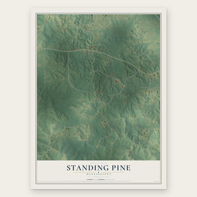 Standing Pine, Mississippi map print, the full design