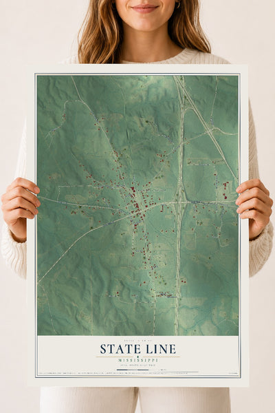 Map of State Line, Mississippi, 18 x 24 inch unframed archival matte print