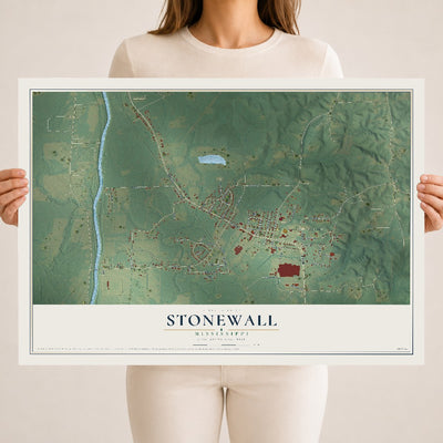 Map of Stonewall, Mississippi, 18 x 24 inch unframed archival matte print