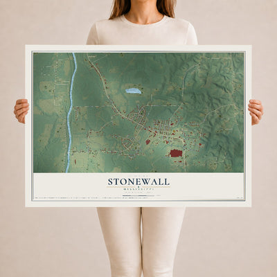 Map of Stonewall, Mississippi, 24 x 36 inch unframed archival matte print
