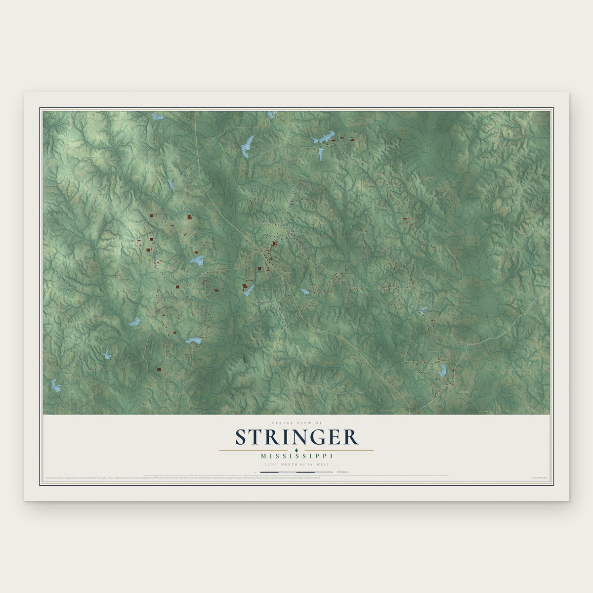 Stringer, Mississippi map print, the full design