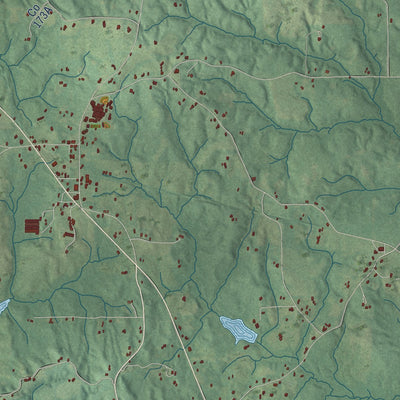 Close-up of the map of Stringer, Mississippi print showing street and building detail