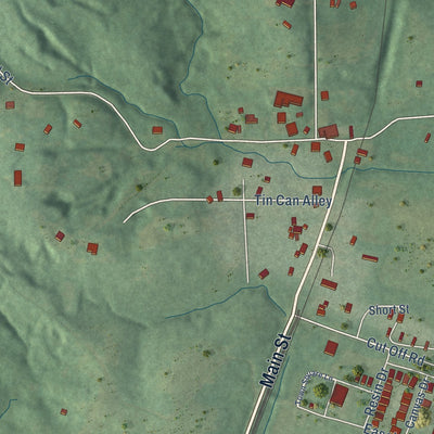 Close-up of the map of Taylor, Mississippi print showing street and building detail