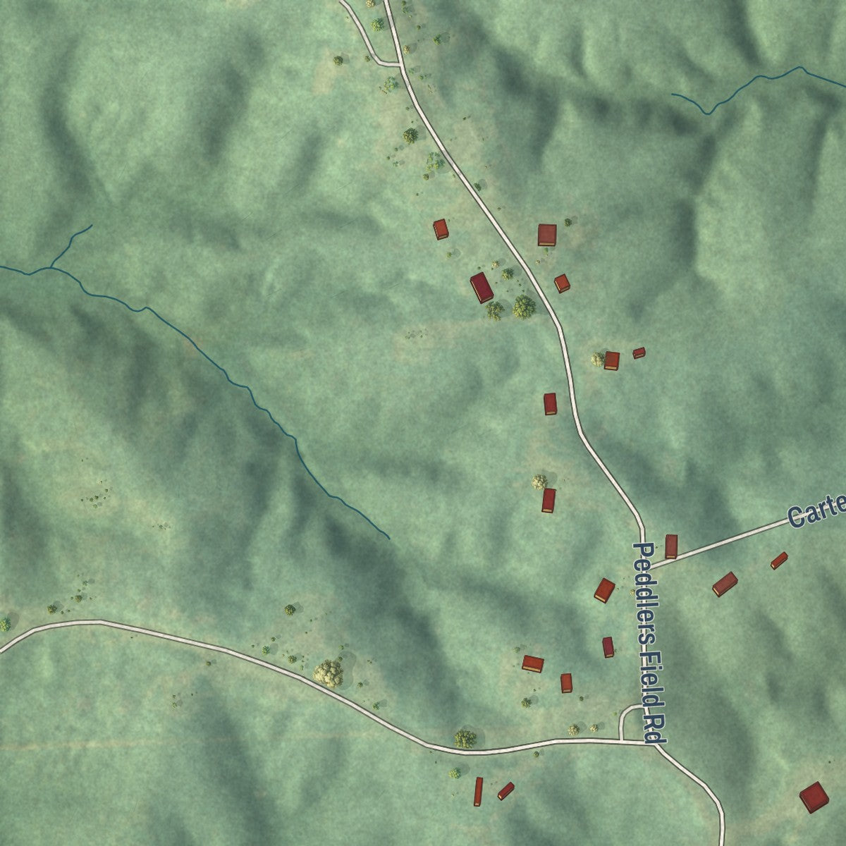 Second close-up of the map of Taylor, Mississippi print showing more streets and buildings