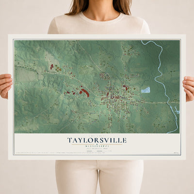 Map of Taylorsville, Mississippi, 18 x 24 inch unframed archival matte print