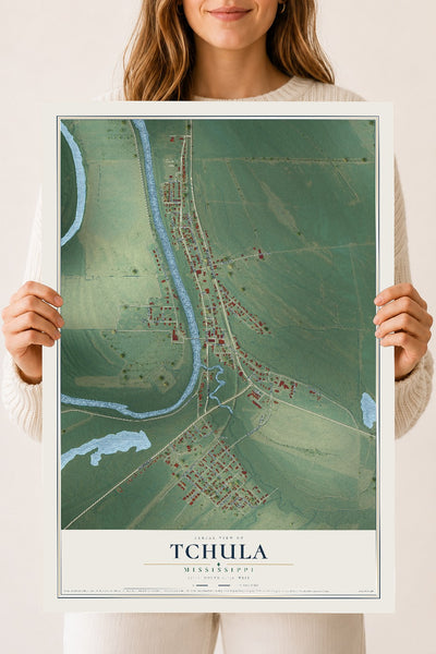Map of Tchula, Mississippi, 18 x 24 inch unframed archival matte print