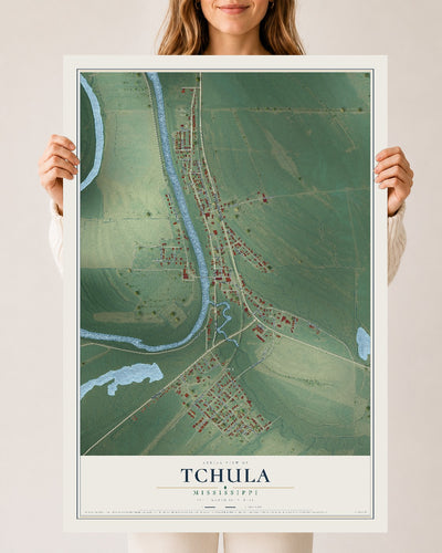 Map of Tchula, Mississippi, 24 x 36 inch unframed archival matte print