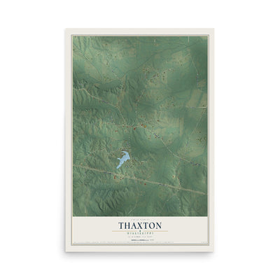 Map of Thaxton, Mississippi, 12 x 18 inch unframed archival matte print