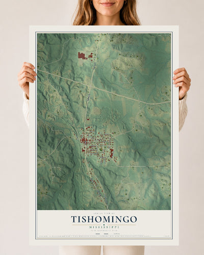 Map of Tishomingo, Mississippi, 24 x 36 inch unframed archival matte print