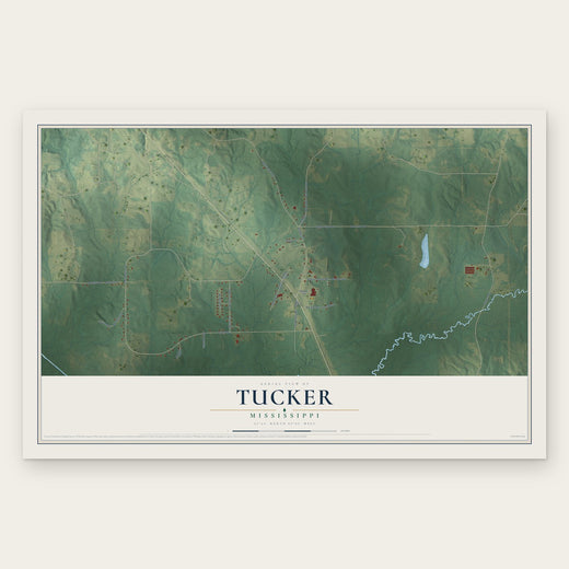 Tucker, Mississippi map print, the full design