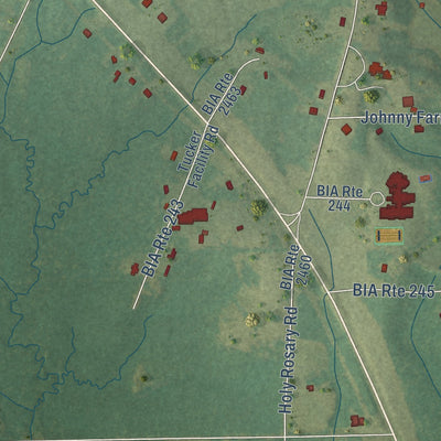 Close-up of the map of Tucker, Mississippi print showing street and building detail