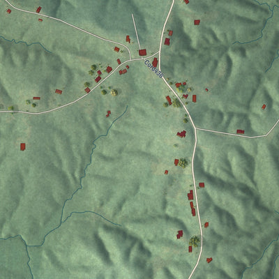 Close-up of the map of Tula, Mississippi print showing street and building detail