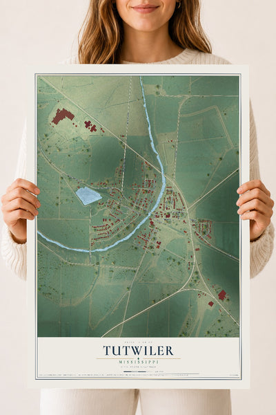 Map of Tutwiler, Mississippi, 18 x 24 inch unframed archival matte print