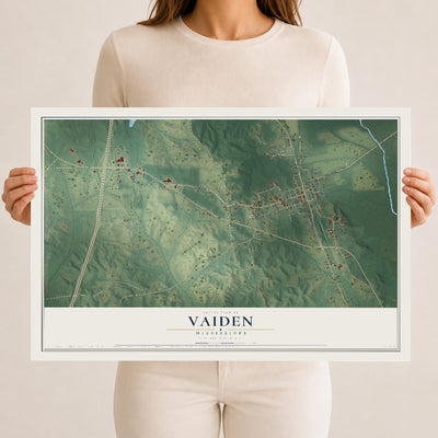 Map of Vaiden, Mississippi, 12 x 18 inch unframed archival matte print