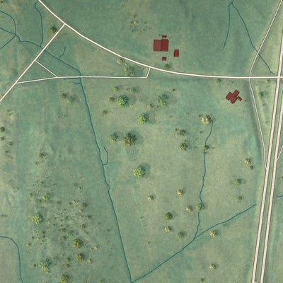 Second close-up of the map of Vaiden, Mississippi print showing more streets and buildings