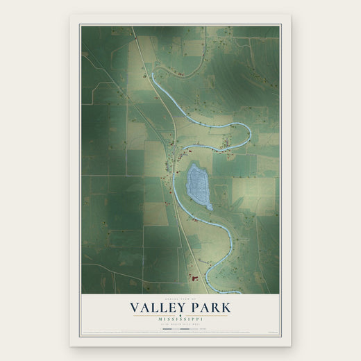 Valley Park, Mississippi map print, the full design