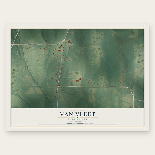 Van Vleet, Mississippi map print, the full design