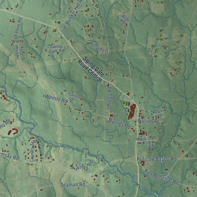 Close-up of the map of Vancleave, Mississippi print showing street and building detail