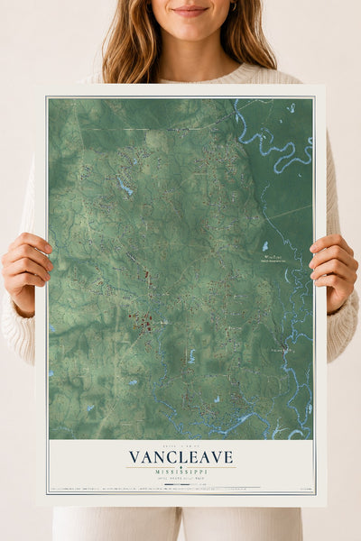 Map of Vancleave, Mississippi, 18 x 24 inch unframed archival matte print