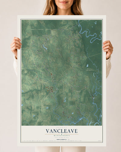 Map of Vancleave, Mississippi, 24 x 36 inch unframed archival matte print