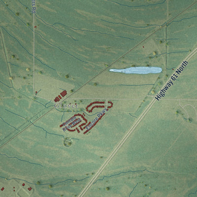 Second close-up of the map of Walls, Mississippi print showing more streets and buildings