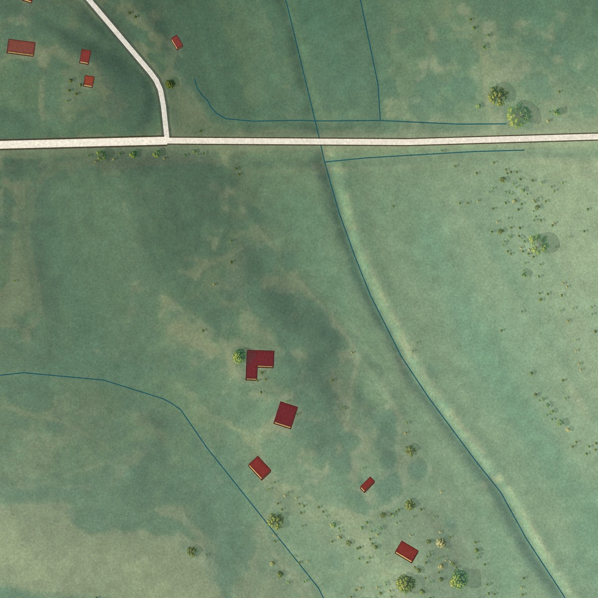 Second close-up of the map of Walthall, Mississippi print showing more streets and buildings