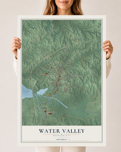 Map of Water Valley, Mississippi, 24 x 36 inch unframed archival matte print