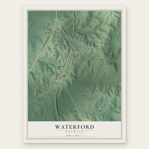 Waterford, Mississippi map print, the full design