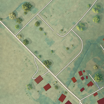 Second close-up of the map of Webb, Mississippi print showing more streets and buildings