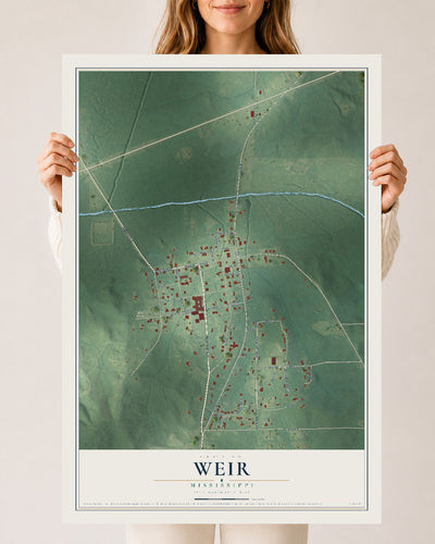 Map of Weir, Mississippi, 24 x 36 inch unframed archival matte print