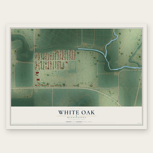 White Oak, Mississippi map print, the full design