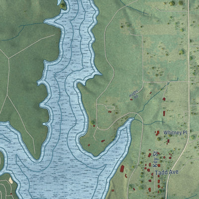 Second close-up of the map of Wiggins, Mississippi print showing more streets and buildings