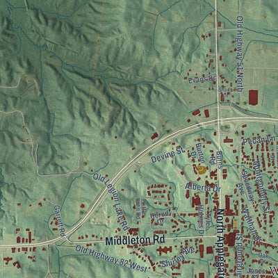 Second close-up of the map of Winona, Mississippi print showing more streets and buildings