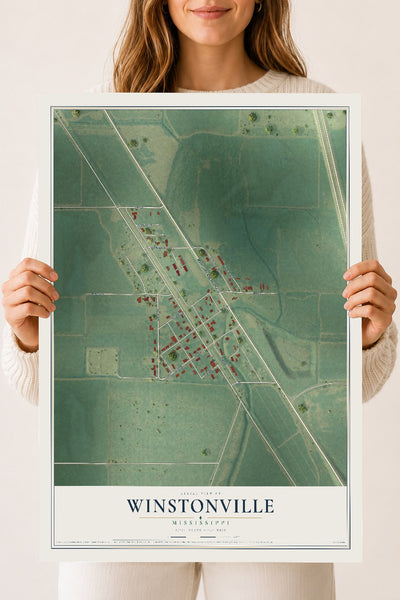 Map of Winstonville, Mississippi, 18 x 24 inch unframed archival matte print