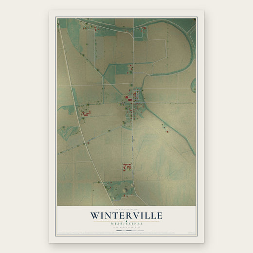 Winterville, Mississippi map print, the full design