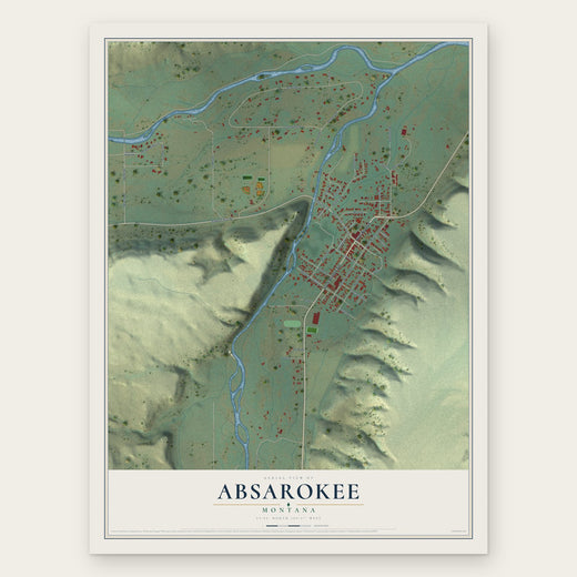 Absarokee, Montana map print, the full design