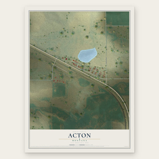 Acton, Montana map print, the full design
