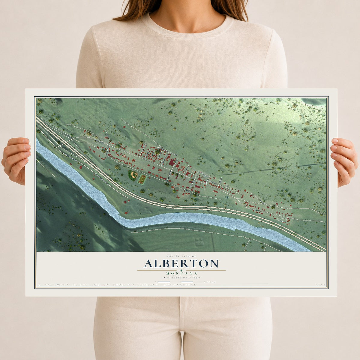 Map of Alberton, Montana, 12 x 18 inch unframed archival matte print