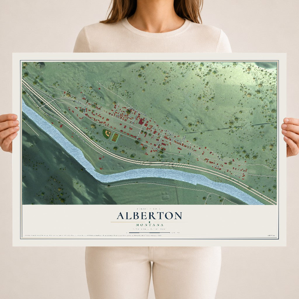 Map of Alberton, Montana, 18 x 24 inch unframed archival matte print