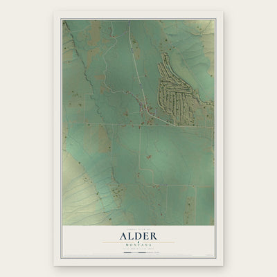 Alder, Montana map print, the full design