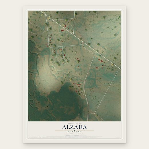 Alzada, Montana map print, the full design