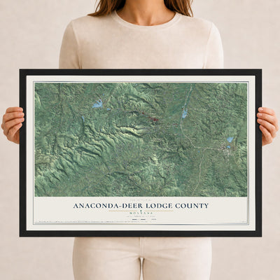 Map of Anaconda-Deer Lodge County, Montana, 12 x 18 inch print in a black wood frame